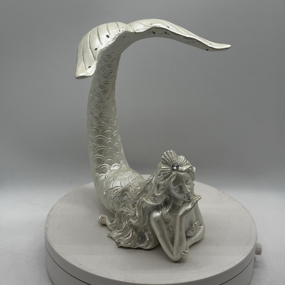 Mermaid Earring Holder Vanity Display Pearl Opalescent Nautical Fantasy Fin Tail